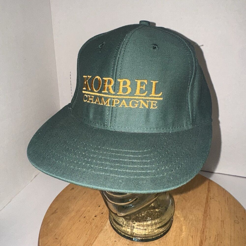 Vintage Korbel Champagne Strapback Hat Nomad USA Green Advertising Cap